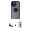MARSİLYAN™- iPhone 14 Pro Max Kılıf Yörünge Çizgi - Siyah Polymer Nano Ekran Koruyucu + Bilvis Titan Kamera Lens - GD