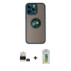 MARSİLYAN™- iPhone 14 Pro Max Kılıf Yörünge Çizgi - Siyah Polymer Nano Ekran Koruyucu + Bilvis Titan Kamera Lens - DNMR