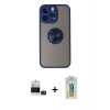 MARSİLYAN™- iPhone 14 Pro Max Kılıf Yörünge Çizgi - Siyah Polymer Nano Ekran Koruyucu + Bilvis Titan Kamera Lens - DNMR