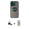 MARSİLYAN™- iPhone 14 Pro Max Kılıf Yörünge Çizgi - Siyah Polymer Nano Ekran Koruyucu + Bilvis Titan Kamera Lens - GD