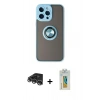 MARSİLYAN™- iPhone 14 Pro Max Kılıf Yörünge Çizgi - Siyah Polymer Nano Ekran Koruyucu + Raze Metal Kamera Lens - GS