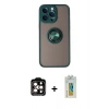 MARSİLYAN™- iPhone 14 Pro Max Kılıf Yörünge Çizgi - Siyah Polymer Nano Ekran Koruyucu + PVD Metal Kamera Lens - TU