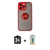 MARSİLYAN™- iPhone 14 Pro Max Kılıf Yörünge Çizgi - Siyah Polymer Nano Ekran Koruyucu + PVD Metal Kamera Lens - TU