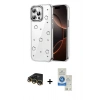 MARSİLYAN™- iPhone 14 Pro Max Kılıf Yörünge Form - Şeffaf Royal Nano Ekran Koruyucu + Raze Metal Kamera Lens - GD