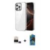 MARSİLYAN™- iPhone 14 Pro Max Kılıf Yörünge Form - Siyah 18D Cam Ekran Koruyucu + Bilvis Titan Kamera Lens - GS