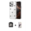 MARSİLYAN™- iPhone 14 Pro Max Kılıf Yörünge Form - Siyah Bilvis 3D Mat Cam Ekran Koruyucu + PVD Metal Kamera Lens - TU
