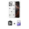 MARSİLYAN™- iPhone 14 Pro Max Kılıf Yörünge Form - Siyah Bilvis 5in1 5D Magic Hayalet Cam Ekran Koruyucu + PVD Metal Kamera Lens - TU