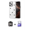 MARSİLYAN™- iPhone 14 Pro Max Kılıf Yörünge Form - Siyah Bilvis 5in1 5D Magic Hayalet Cam Ekran Koruyucu + PVD Metal Kamera Lens - TU