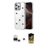 MARSİLYAN™- iPhone 14 Pro Max Kılıf Yörünge Form - Siyah Buffer Cam Ekran Koruyucu + Bilvis Titan Kamera Lens - GD