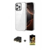 MARSİLYAN™- iPhone 14 Pro Max Kılıf Yörünge Form - Siyah Buffer Cam Ekran Koruyucu + Gold Raze Metal Kamera Lens