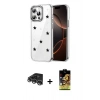 MARSİLYAN™- iPhone 14 Pro Max Kılıf Yörünge Form - Siyah Buffer Cam Ekran Koruyucu + Raze Metal Kamera Lens - GS