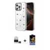 MARSİLYAN™- iPhone 14 Pro Max Kılıf Yörünge Form - Siyah Buffer Hayalet Cam Ekran Koruyucu + Bilvis Titan Kamera Lens - GD
