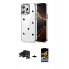 MARSİLYAN™- iPhone 14 Pro Max Kılıf Yörünge Form - Siyah Buffer Hayalet Cam Ekran Koruyucu + Raze Metal Kamera Lens - GS