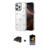 MARSİLYAN™- iPhone 14 Pro Max Kılıf Yörünge Form - Siyah Buffer Hayalet Cam Ekran Koruyucu + Raze Metal Kamera Lens - GD