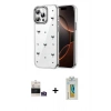 MARSİLYAN™- iPhone 14 Pro Max Kılıf Yörünge Form - Siyah Polymer Nano Ekran Koruyucu + Bilvis Titan Kamera Lens - GS
