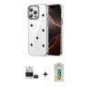 MARSİLYAN™- iPhone 14 Pro Max Kılıf Yörünge Form - Siyah Polymer Nano Ekran Koruyucu + Siyah Bilvis Titan Kamera Lens