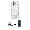 MARSİLYAN™- iPhone 14 Pro Max Kılıf Yörünge Işık Prime - Şeffaf 360 Full Body Arka Koruyucu + Bilvis Titan Kamera Lens - GD