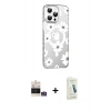 MARSİLYAN™- iPhone 14 Pro Max Kılıf Yörünge Işık Prime - Şeffaf Pasifik Cam Ekran Koruyucu + Bilvis Titan Kamera Lens - GS