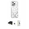 MARSİLYAN™- iPhone 14 Pro Max Kılıf Yörünge Işık Prime - Şeffaf Pasifik Cam Ekran Koruyucu + Raze Metal Kamera Lens - GD