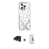 MARSİLYAN™- iPhone 14 Pro Max Kılıf Yörünge Işık Prime - Şeffaf Pasifik Cam Ekran Koruyucu + Raze Metal Kamera Lens - GS