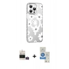 MARSİLYAN™- iPhone 14 Pro Max Kılıf Yörünge Işık Prime - Şeffaf Royal Nano Ekran Koruyucu + Bilvis Titan Kamera Lens - GD