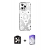 MARSİLYAN™- iPhone 14 Pro Max Kılıf Yörünge Işık Prime - Siyah Bilvis 5in1 3D Magic Cam Ekran Koruyucu + PVD Metal Kamera Lens - TU