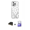 MARSİLYAN™- iPhone 14 Pro Max Kılıf Yörünge Işık Prime - Siyah Bilvis 5in1 5D Magic Hayalet Cam Ekran Koruyucu + Gold Raze Metal Kamera Lens