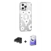 MARSİLYAN™- iPhone 14 Pro Max Kılıf Yörünge Işık Prime - Siyah Bilvis 5in1 5D Magic Hayalet Cam Ekran Koruyucu + Raze Metal Kamera Lens - GS