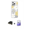 MARSİLYAN™- iPhone 14 Pro Max Kılıf Yörünge Işık Prime - Siyah Bilvis 5in1 5D Magic Hayalet Cam Ekran Koruyucu + Gold Raze Metal Kamera Lens
