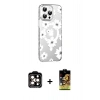 MARSİLYAN™- iPhone 14 Pro Max Kılıf Yörünge Işık Prime - Siyah Buffer Cam Ekran Koruyucu + PVD Metal Kamera Lens - TU