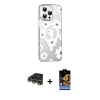 MARSİLYAN™- iPhone 14 Pro Max Kılıf Yörünge Işık Prime - Siyah Buffer Hayalet Cam Ekran Koruyucu + Raze Metal Kamera Lens - GD