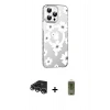 MARSİLYAN™- iPhone 14 Pro Max Kılıf Yörünge Işık Prime - Siyah Joko Magic 5D Hayalet Cam + Gümüş Raze Metal Kamera Lens