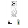 MARSİLYAN™- iPhone 14 Pro Max Kılıf Yörünge Işık Prime - Siyah Polymer Nano Ekran Koruyucu + Bilvis Titan Kamera Lens - SH