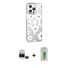 MARSİLYAN™- iPhone 14 Pro Max Kılıf Yörünge Işık Prime - Siyah Polymer Nano Ekran Koruyucu + Derin Mor Bilvis Titan Kamera Lens