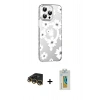 MARSİLYAN™- iPhone 14 Pro Max Kılıf Yörünge Işık Prime - Siyah Polymer Nano Ekran Koruyucu + Gold Raze Metal Kamera Lens