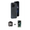 MARSİLYAN™- iPhone 14 Pro Max Kılıf Yörünge Işık Serisi - Şeffaf 360 Full Body Arka Koruyucu + PVD Metal Kamera Lens - TU