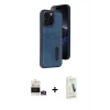 MARSİLYAN™- iPhone 14 Pro Max Kılıf Yörünge Işık Serisi - Şeffaf Pasifik Cam Ekran Koruyucu + Gold Bilvis Titan Kamera Lens