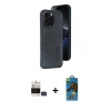 MARSİLYAN™- iPhone 14 Pro Max Kılıf Yörünge Işık Serisi - Siyah 18D Cam Ekran Koruyucu + Bilvis Titan Kamera Lens - DNMR