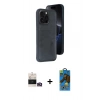 MARSİLYAN™- iPhone 14 Pro Max Kılıf Yörünge Işık Serisi - Siyah 18D Cam Ekran Koruyucu + Bilvis Titan Kamera Lens - GD
