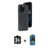 MARSİLYAN™- iPhone 14 Pro Max Kılıf Yörünge Işık Serisi - Siyah 18D Cam Ekran Koruyucu + PVD Metal Kamera Lens - TU