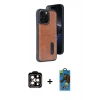 MARSİLYAN™- iPhone 14 Pro Max Kılıf Yörünge Işık Serisi - Siyah 18D Cam Ekran Koruyucu + PVD Metal Kamera Lens - TU