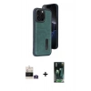 MARSİLYAN™- iPhone 14 Pro Max Kılıf Yörünge Işık Serisi - Siyah 360 Mat Full Body Arka Koruyucu + Bilvis Titan Kamera Lens - GS