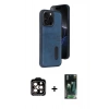 MARSİLYAN™- iPhone 14 Pro Max Kılıf Yörünge Işık Serisi - Siyah 360 Mat Full Body Arka Koruyucu + PVD Metal Kamera Lens - TU