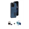 MARSİLYAN™- iPhone 14 Pro Max Kılıf Yörünge Işık Serisi - Siyah 3D Antistatik Cam Ekran Koruyucu + Bilvis Titan Kamera Lens - DNMR