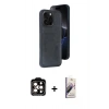 MARSİLYAN™- iPhone 14 Pro Max Kılıf Yörünge Işık Serisi - Siyah Bilvis 3D Mat Cam Ekran Koruyucu + PVD Metal Kamera Lens - TU