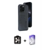 MARSİLYAN™- iPhone 14 Pro Max Kılıf Yörünge Işık Serisi - Siyah Bilvis 5in1 3D Magic Cam Ekran Koruyucu + PVD Metal Kamera Lens - TU