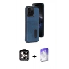MARSİLYAN™- iPhone 14 Pro Max Kılıf Yörünge Işık Serisi - Siyah Bilvis 5in1 3D Magic Cam Ekran Koruyucu + PVD Metal Kamera Lens - TU
