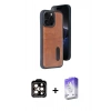 MARSİLYAN™- iPhone 14 Pro Max Kılıf Yörünge Işık Serisi - Siyah Bilvis 5in1 3D Magic Cam Ekran Koruyucu + PVD Metal Kamera Lens - TU