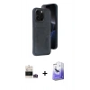 MARSİLYAN™- iPhone 14 Pro Max Kılıf Yörünge Işık Serisi - Siyah Bilvis 5in1 5D Magic Hayalet Cam Ekran Koruyucu + Bilvis Titan Kamera Lens - GD