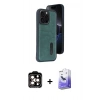 MARSİLYAN™- iPhone 14 Pro Max Kılıf Yörünge Işık Serisi - Siyah Bilvis 5in1 5D Magic Hayalet Cam Ekran Koruyucu + PVD Metal Kamera Lens - TU